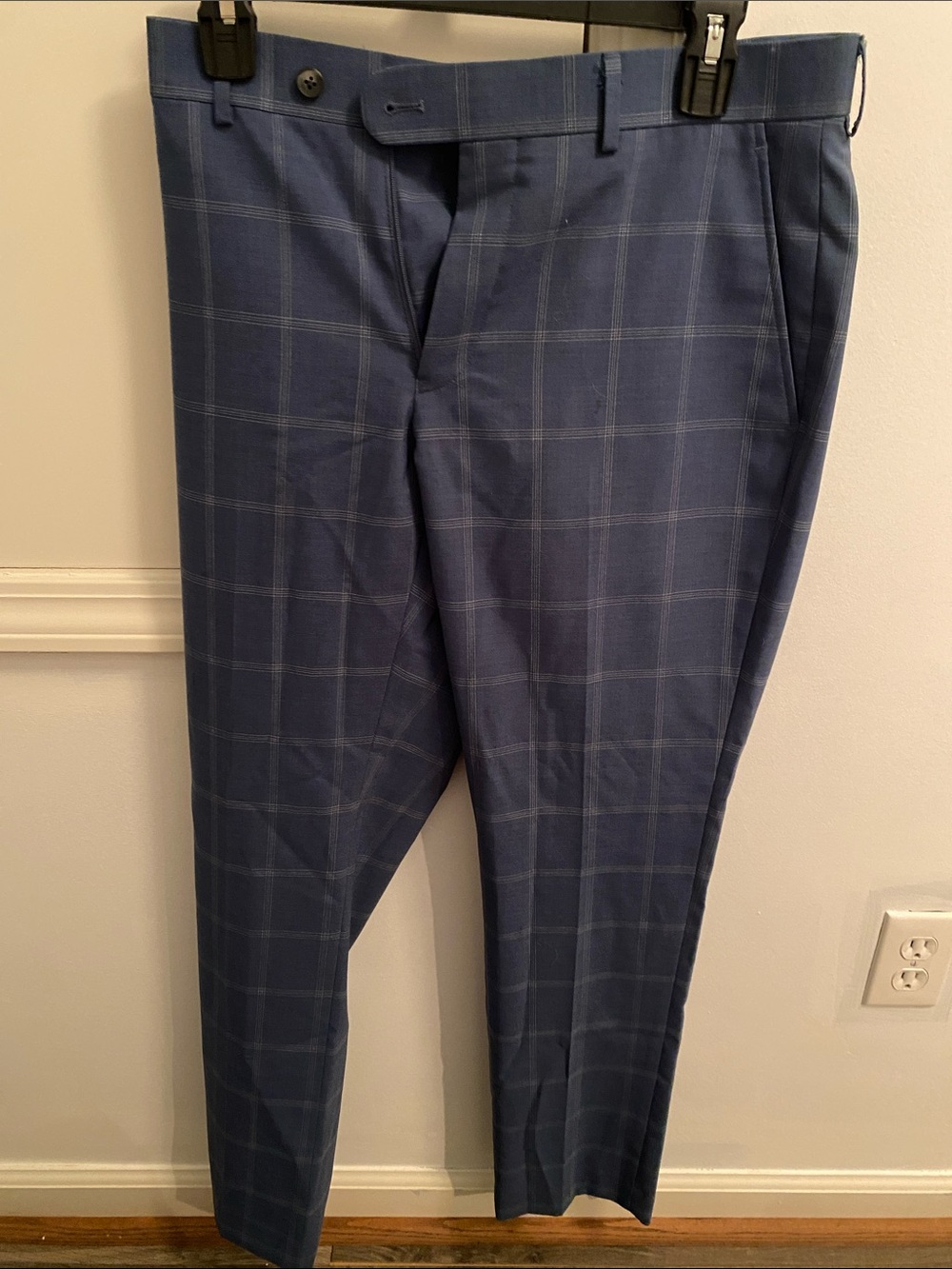 Navy Windowpane Dress Pants